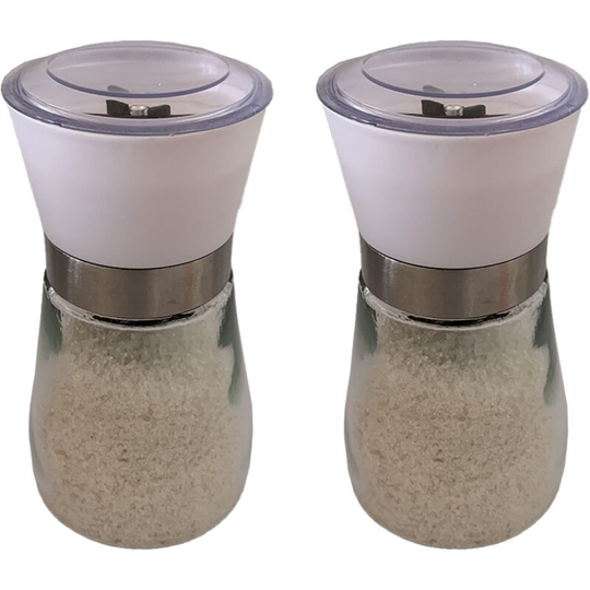 Salt and Pepper Grinder Set - Adjustable Spice Ceramic Grinders Mill Shaker for Kitchen Table 2PCS white