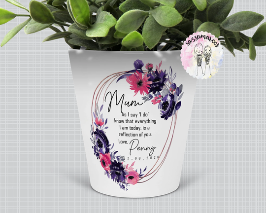 Personalised Mother Of The Bride Plant Pot | Purple Wedding Gift From Daughter