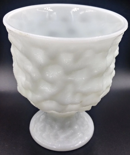 E. O. Brody Co. M3000 Pedestal Planter/Vase/Urn/ Bowl. White Heavy Crinkled Milk Glass. Vintage 1960. Display
