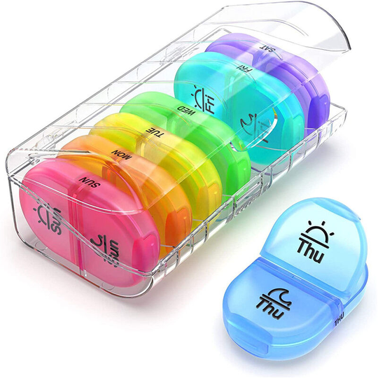 Sun Flowergb - Twice a Day Pill Organizer, am pm Weekly Pill Organizer with 7 Daily Pockets Case to Hold Vitamins, Medicines, Drugs and Supplements