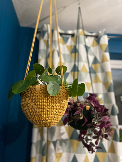 Cotton Rope Crocheted Plant Hanger, Indor Hanging Planter