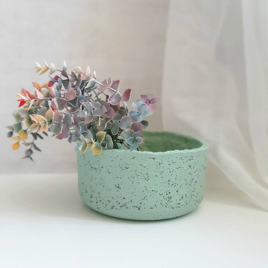 Mint Green Concrete And Recycled Paper Bowl Planter