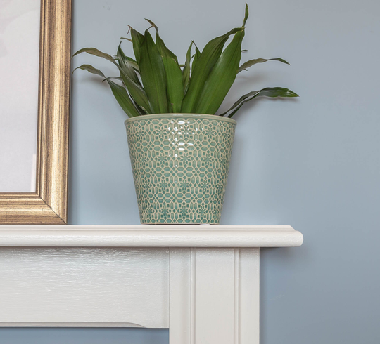 Ceramic Sea Green Mosaic Planter, Glazed Plant Pot, Design Retro Pot Indoor Planter Cover