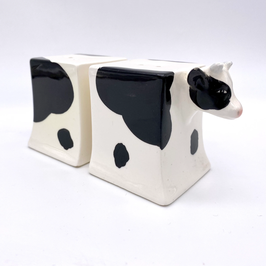Vintage Geo Cow Salt & Pepper Shakers