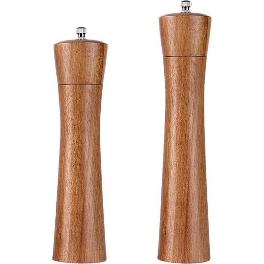 Wooden Salt and Pepper Grinder Set, Manual Wood Pepper Mill and Salt Grinder 8+10 inch color box