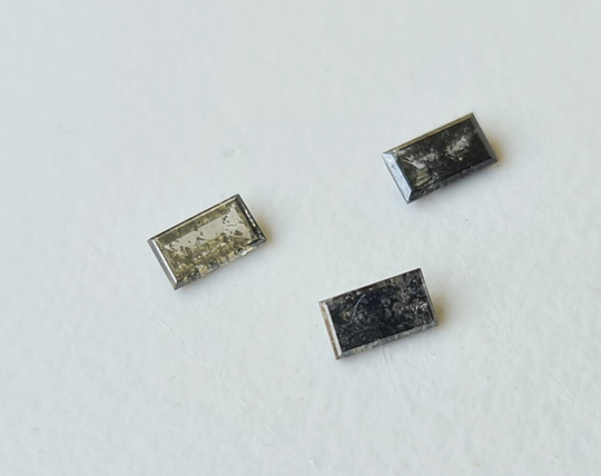 2.5x4.5mm Clear Black Salt & Pepper Baguette Diamond Loose, 1 Pc Huge Natural Faceted For Ring - Pphk6