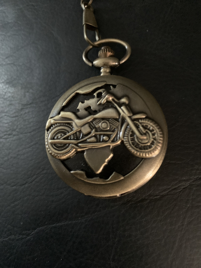 Harley Motorcycle Holo Bronze Custom Fashion Pill Box Medicine Tablet Holder For Pocket Or Purse Necklace Included Belt Clip Chain Is Extra