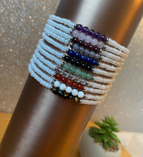 Crystal Bracelet Set | Seed Bead Dainty Stacking Bracelets For Women Bridal Gift Gifts Healing