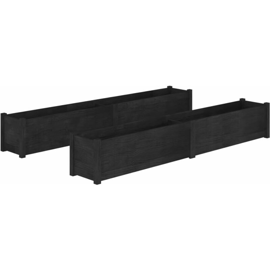 Garden Planters 2 pcs Black 200x31x31 cm Solid Pinewood Vidaxl Black