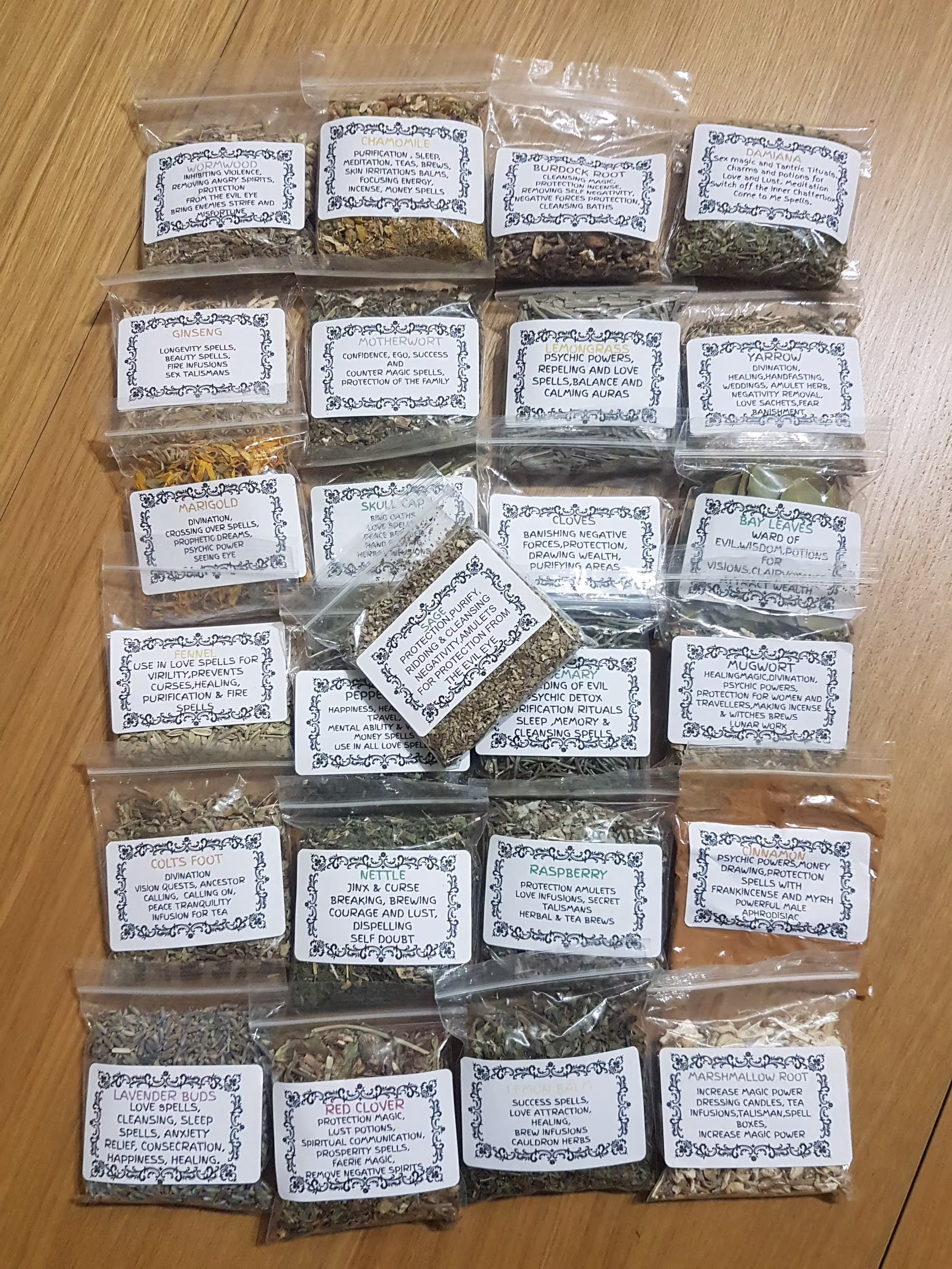 25 Herbs Roots Box Witchcraft Herb Jars Sage Mixed Crystals Supplies