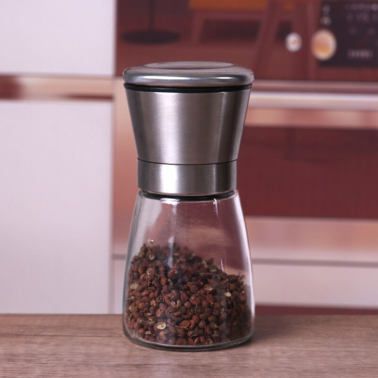 Pepper and Salt Mills - Set of manual mills for coarse salt, peppercorns and Himalayan pink salt - The salt and pepper shakers made of stainless