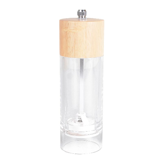 Fvbjd - Manual Dry Salt Mill - Transparent Adjustable Grinder - Acrylic and wood medium