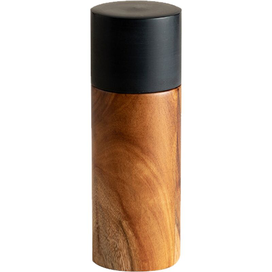 Salt and pepper grinder set, stainless steel manual pepper grinder, adjustable thickness Acacia wood pepper mill (black marble)
