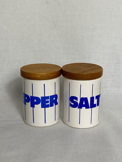 Vintage Hornsea Pottery Salt & Pepper Pots/Shakers. Cruet Set. Blue Stripe. 1980S Vgc