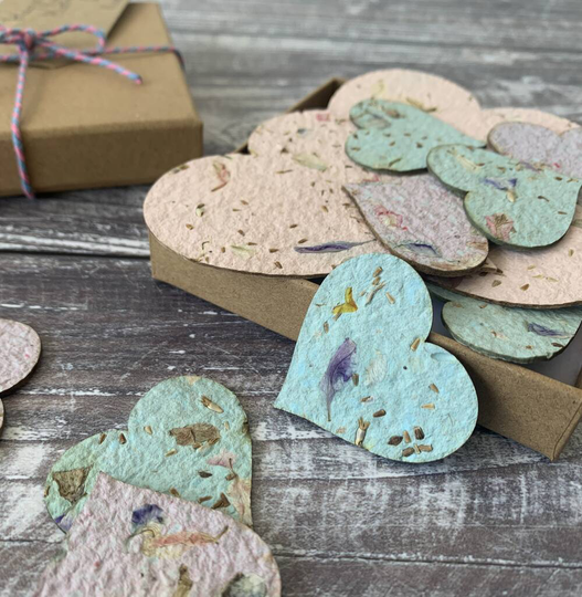 Pastel Seed Paper Hearts Letterbox Gift
