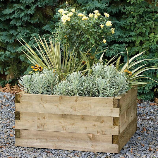 Square Wooden Garden Planter 90cm 270L - Flower Vegetable Herb Plant Pot