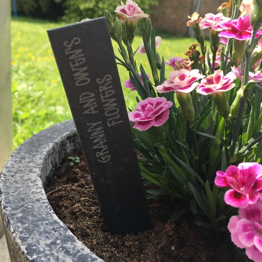 Personalised Garden Slate Plant Markers, Mothers Day & Fathers Gift, Flower, Herb, Stakes, Birthday, Gift For Gardener