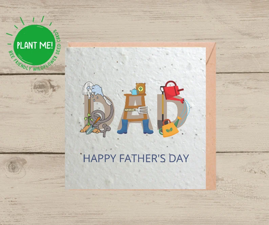 Father's Day Card | Seeded Wildflower For Dad Plantable Seed Happy Gardening Themed