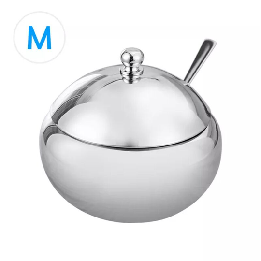 Stainless Steel Seasoning Pots Salt Box Sugar Bowel Condiment Caddy Container Holder with Spoon Lid for Catering Hosting Parties Kitchen,