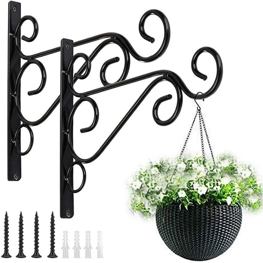 Tinor - Hanging Basket Hooks Metal Wrought Iron Plant Wall Mount Brackets Hanger Holder Hanging Planters Heavy Duty 10 Inches Indoor Outdoor Garden