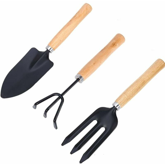 Garden Tools, 3 Pcs Mini Plant Garden Tools Set Rake Handle with Small Shovel for Indoor and Outdoor Garden Plants