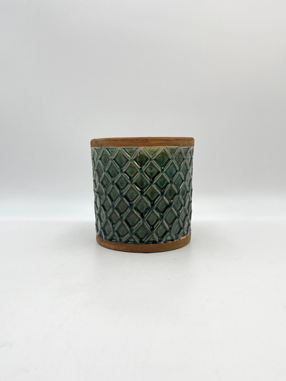 Liam Plant Pot, Handmade Glazed Green, D17cm, Green Houseplant Pot, Housewarming Plant Christmas Gift