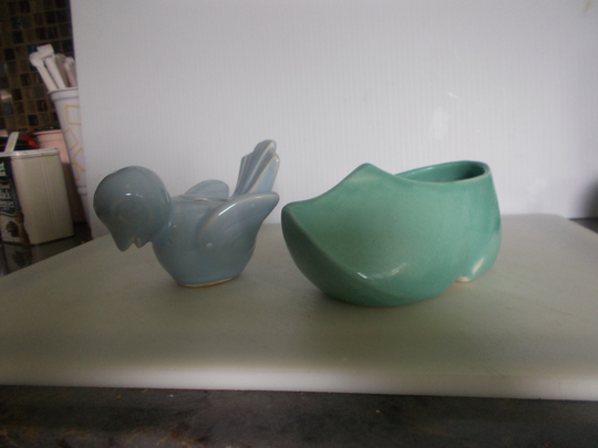 Vintage U.s.a. Blue Bird & Dutch Shoe Planters