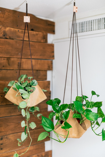 Taupe Leather Plant Hanger, Hanging, Holders, Leather Decor