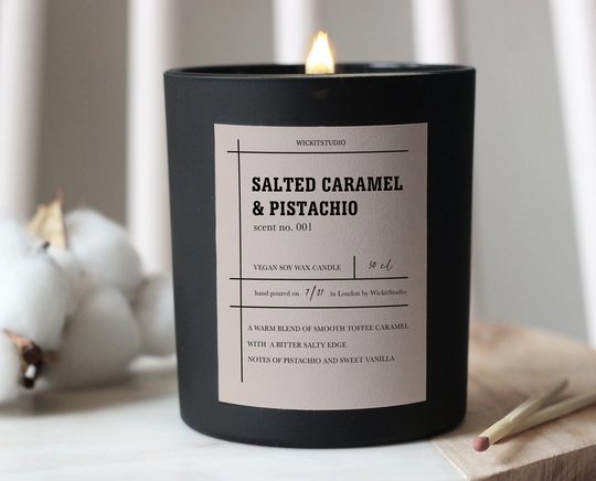 Salted Caramel & Pistachio Soy Candle, Large 10.5Oz Vegan Sweet Scented Luxury Gift For Her, Him