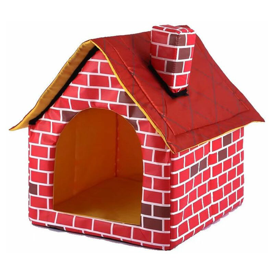 Fireplace Pet House Dog Supplies Chimney Dog House Cat House Dog Cage Tent House Pet Supplies (Red 39 * 40.5 * 44 cm)