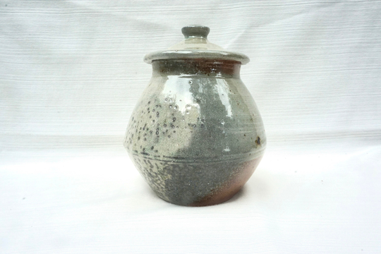 Blue & Grey Lidded Jar - Salt Fired