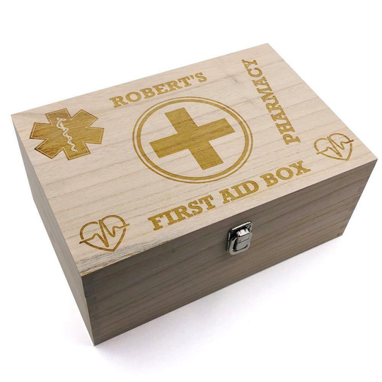 Personalised Large Medicine Or First Aid Wooden Keepsake Box