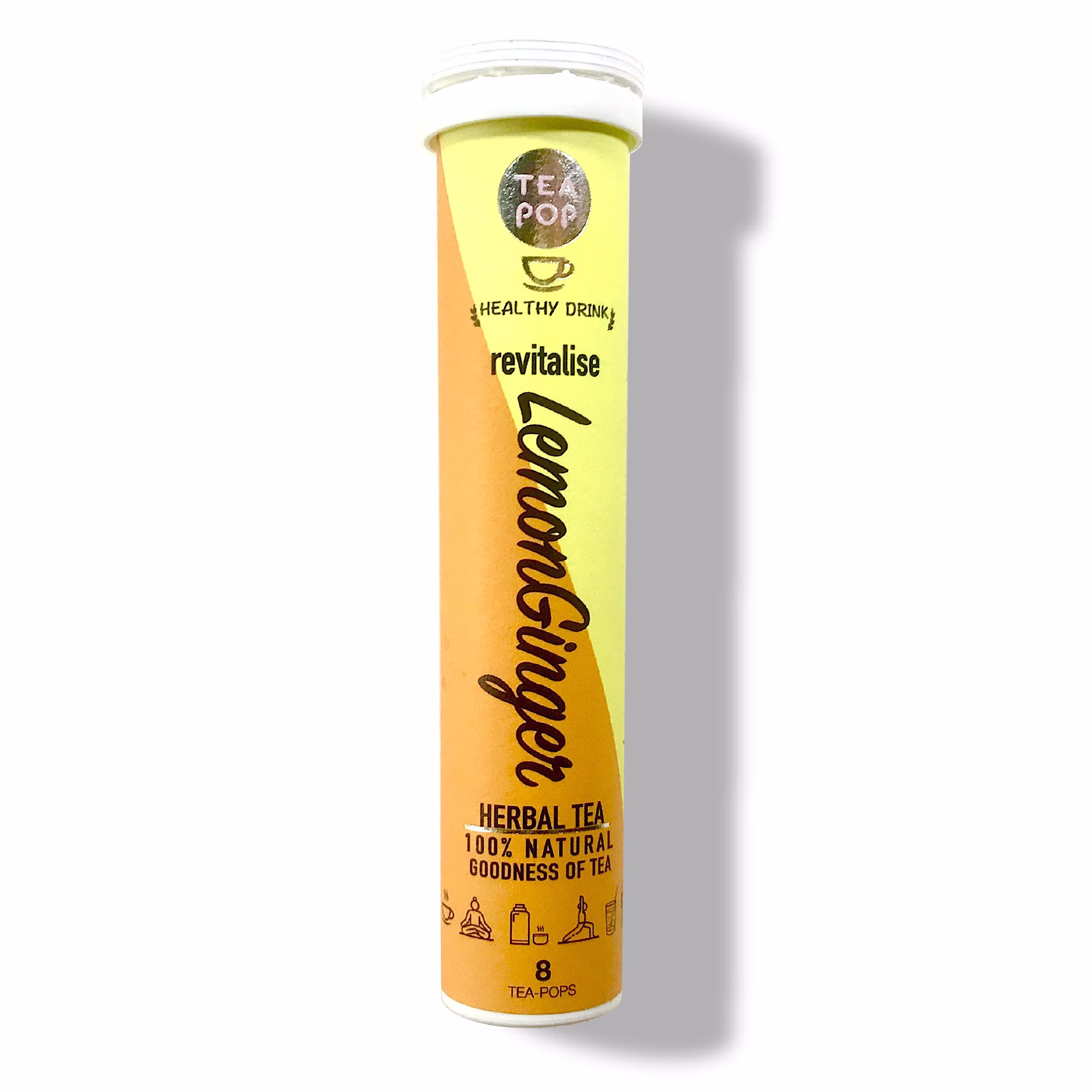 Lemon Ginger Tea-Pops, Crystallised From Freshly Squeezed & Juice, 10x Pops Per Tube