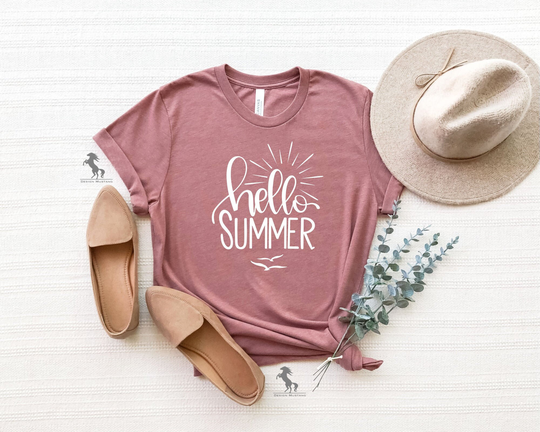 Hello Summer Shirt, Lovers Gift, Beach Season Vacation T-Shirt, Women's Tee