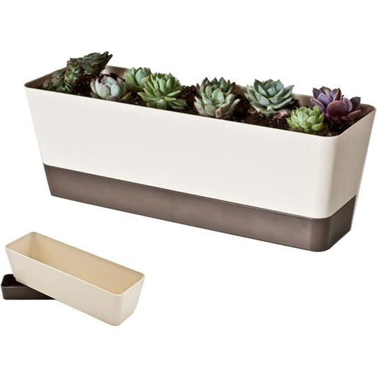 Balcony Garden Rectangular Plastic Planters,Vegetable Flower Planter Box Planting Pot for Windowsill,Patio,Home Decor,Porch