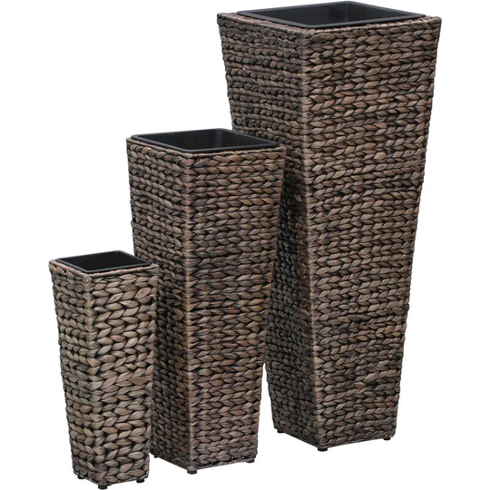 Devenirriche - Garden Raised Beds 3 pcs Water Hyacinth Dark Brown - Brown