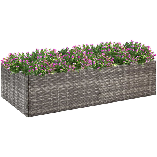 Asupermall - Garden Planter Grey 157x80x40 cm Poly Rattan