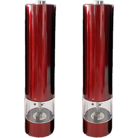 Electric Salt and Pepper Grinder Set, Automatic One Handed Operation,Ceramic Grinder, 2 Pack 2pcs red