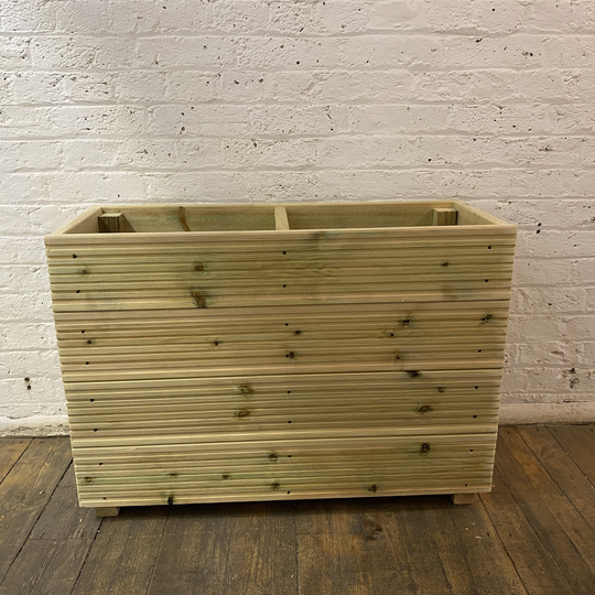 Large Tall Garden Wooden Decking Patio Planter Trough Herb 63cm High With Two Sections