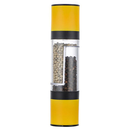 Fvbjd - Salt and Pepper Grinder - 2 in 1 Manual Salt Pepper Mill Herb Spice Grinder Shakers Refillable yellow