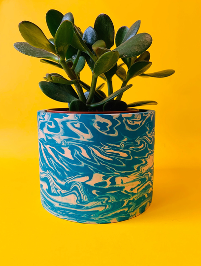 Jesmonite Marbled 15cm Plant Pot Handmade Handcrafted Eco Friendly Houseplant