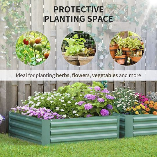 120cm Galvanized Steel Rectangular Raised Garden Bed Planter Box - Livingandhome