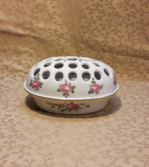 Antique Paris Porcelain Flower Frog Jardiniere Hand Painted French Dresden Floral Victorian Shabby Cottage Chic