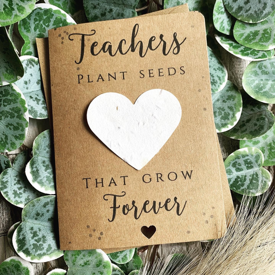 Handmade Plantable Wild Seed Flower Rustic Thankyou Teacher Car, Teachers Plant Seeds That Grow Forever, Unique Card, Eco Friendly Gift