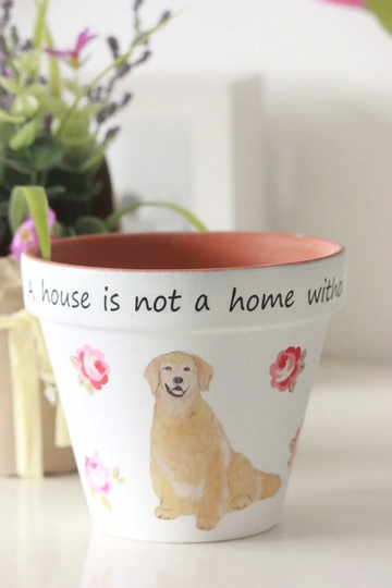 Retriever Home Decor, Retriever Gift, Golden Plant Pot, Dog Lover Golden Retriever, Pet Owner Gift