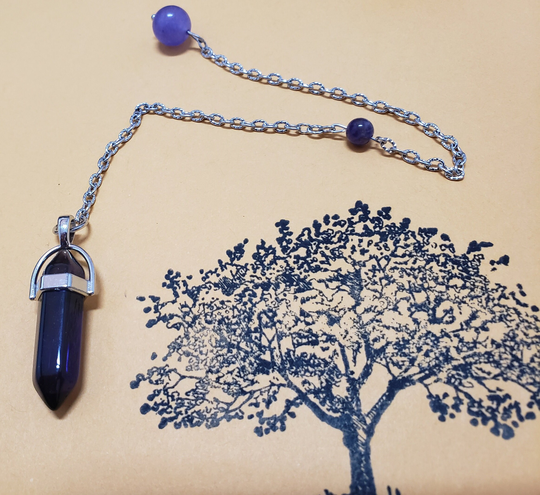 Purple Clear Crystal Pendulum 353 | Spiritual Empath Crystal Divination Tool Alter Paganism