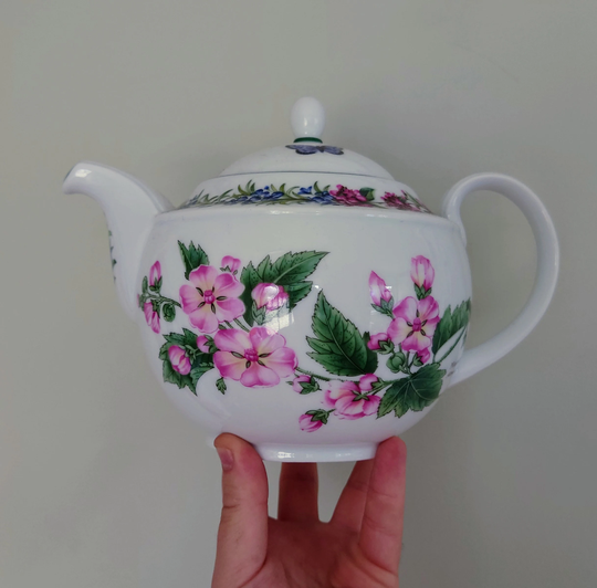 Royal Worcester Herbs Teapot Ceramic Vintage Collectable Afternoon Tea Party Made in England Floral