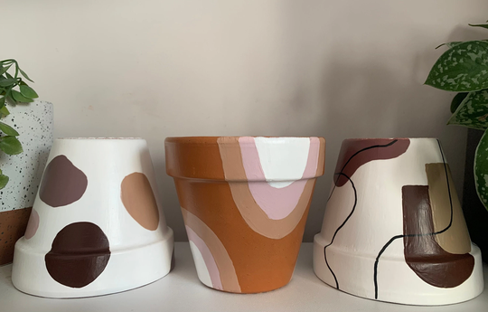 Neutral Trio - Hand-Painted Terracotta Plant Pots