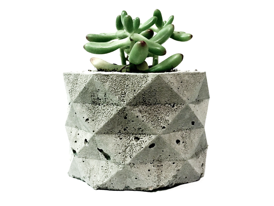 Small Concrete Planter. Modern Geometric Faceted Pot For Succulents, Cacti, & Air Plants
