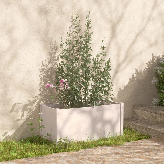 Asupermall - Garden Planter White 100x50x50 cm Solid Pinewood